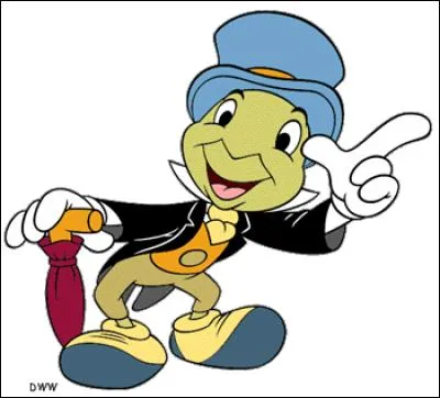 Jiminy Cricket, la conscience de Pinocchio dans un film d'animation Disney, est...