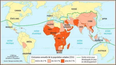 Quel continent connait une croissance urbaine importante ?