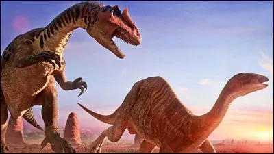 Un camptosaure chass&eacute; par un allosaure