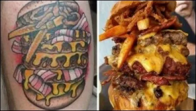 Le tatouage est un art difficile et un acte d'achat parfois inconsidéré et vite regretté. Ici, le "sandwich" tatoué, selon le modèle, permet au détenteur... ?