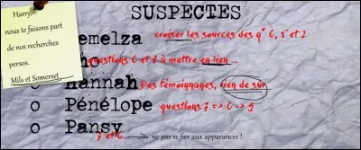 Indiquez enfin quel est le suspect à mettre sous les verrous d'Azkaban :