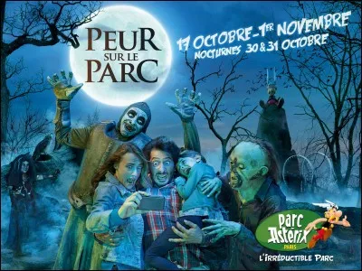 Quelle est la mascotte du parc pendant la durée de l'événement "Peur sur le parc" ?
