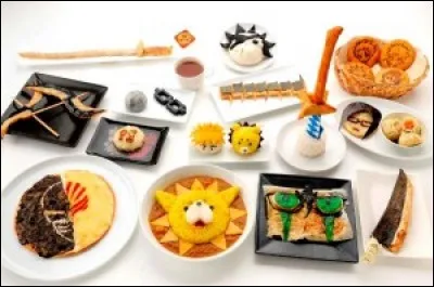 Quel manga peut-on reconnaître en observant la totalité de ces plats ?